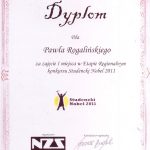 Dyplom Studencki Nobel 2011 Paweł Rogaliński mały