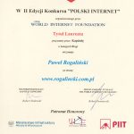 Pawel Rogalinski najlepszy blog, blog 2011 roku, blog roku Polski Internet, laureat, dyplom, certyfikat