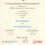 Pawel Rogalinski najlepszy blog, blog 2011 roku, blog roku Polski Internet, wyroznienie, dyplom, certyfikat